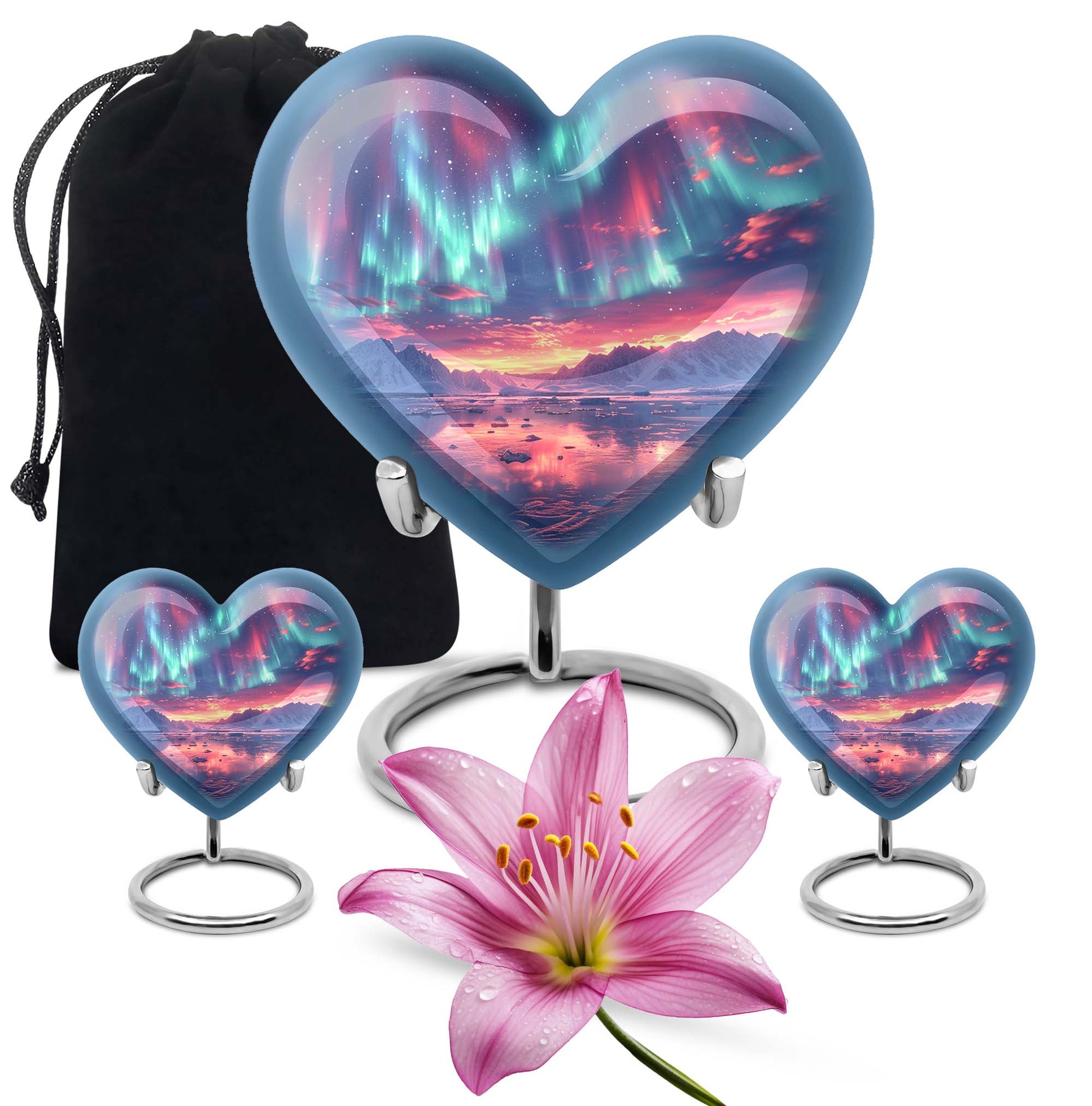 Heart-shaped Northern Lights Urn 