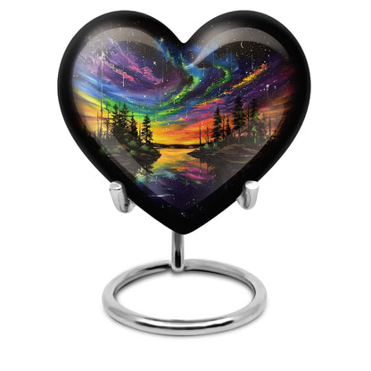 Purple Meadow, Heart-shaped Northern Lights Urn, 