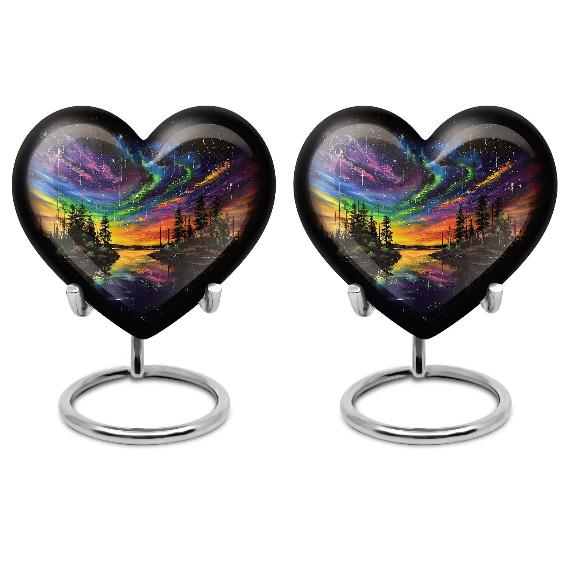 Purple Meadow, Heart-shaped Northern Lights Urn, 
