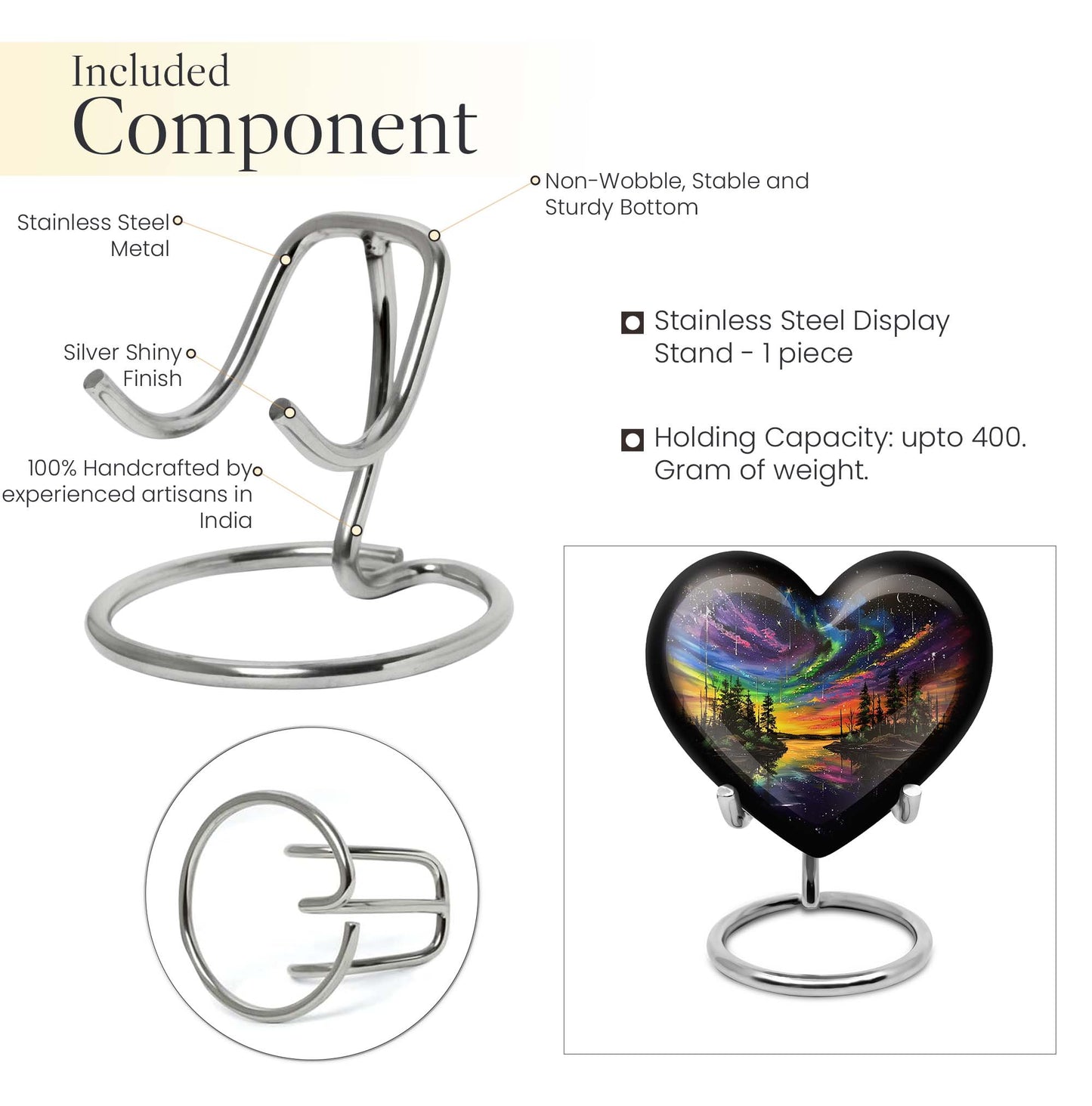 Purple Meadow, Heart-shaped Northern Lights Urn, 