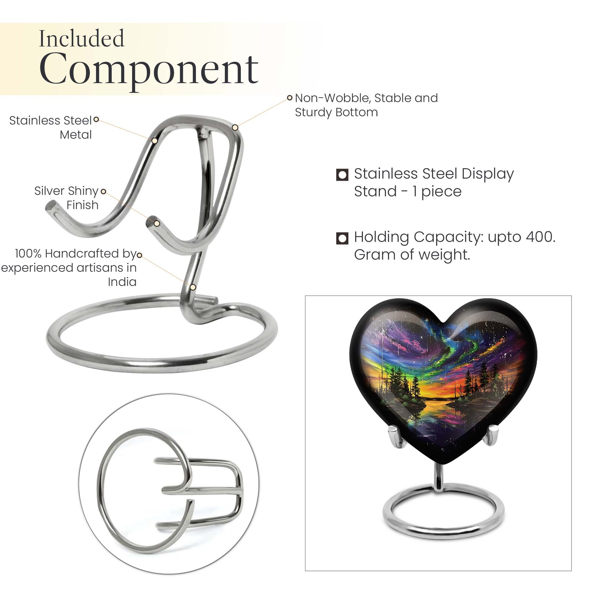 Purple Meadow, Heart-shaped Northern Lights Urn, 