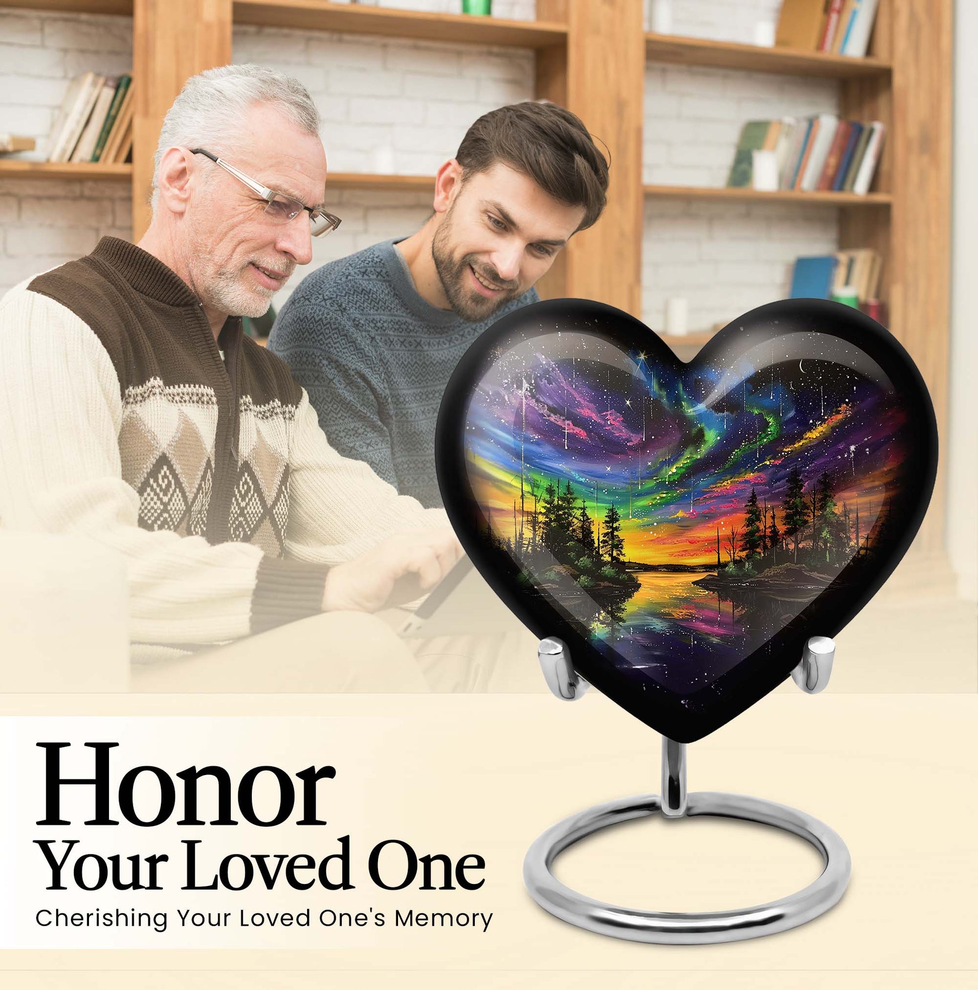 Purple Meadow, Heart-shaped Northern Lights Urn, 