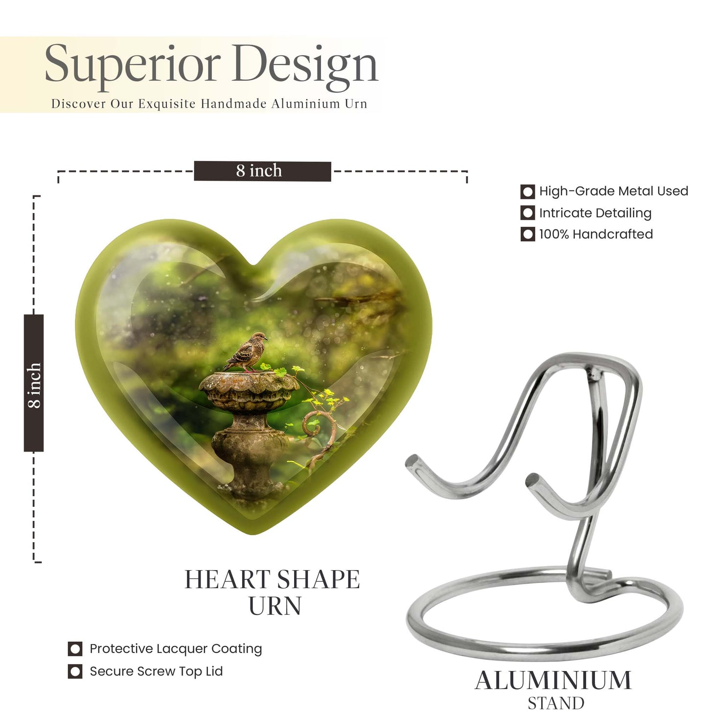 dove Urn in Heart Design