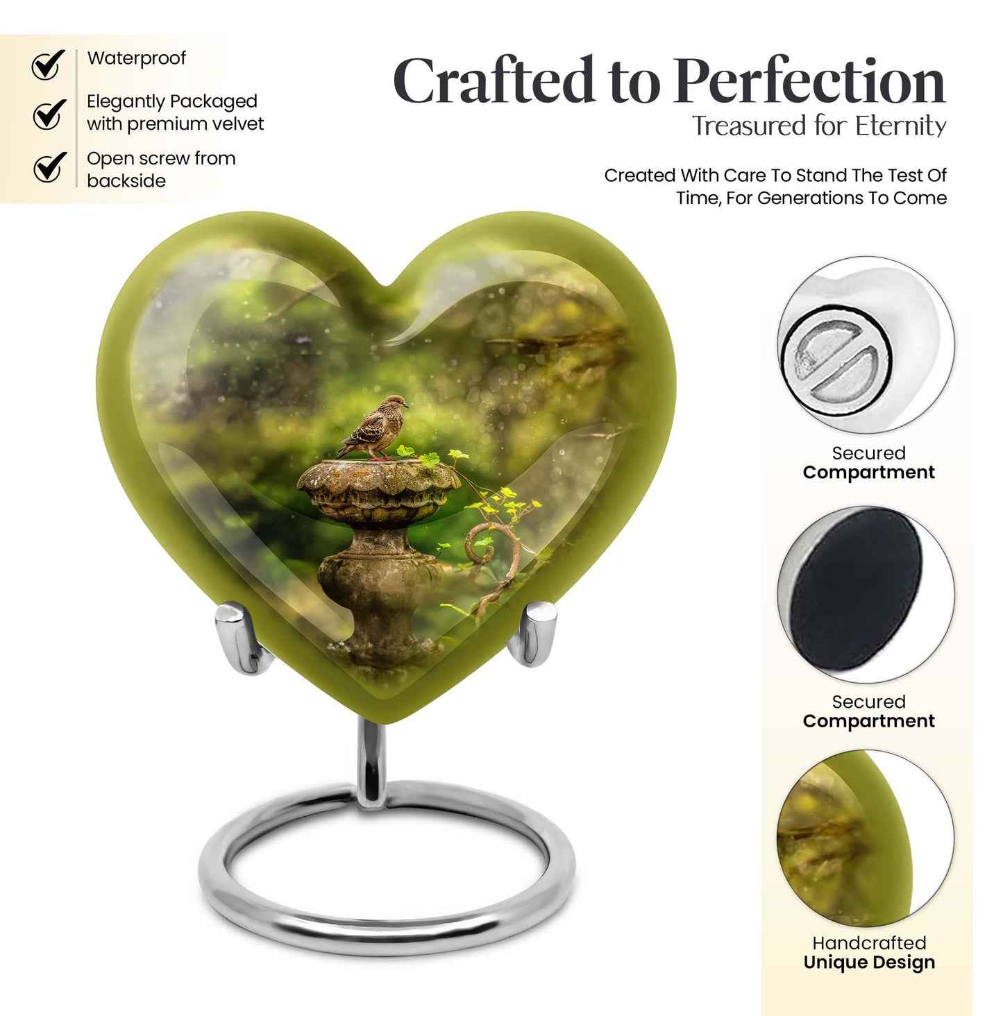 dove Urn in Heart Design