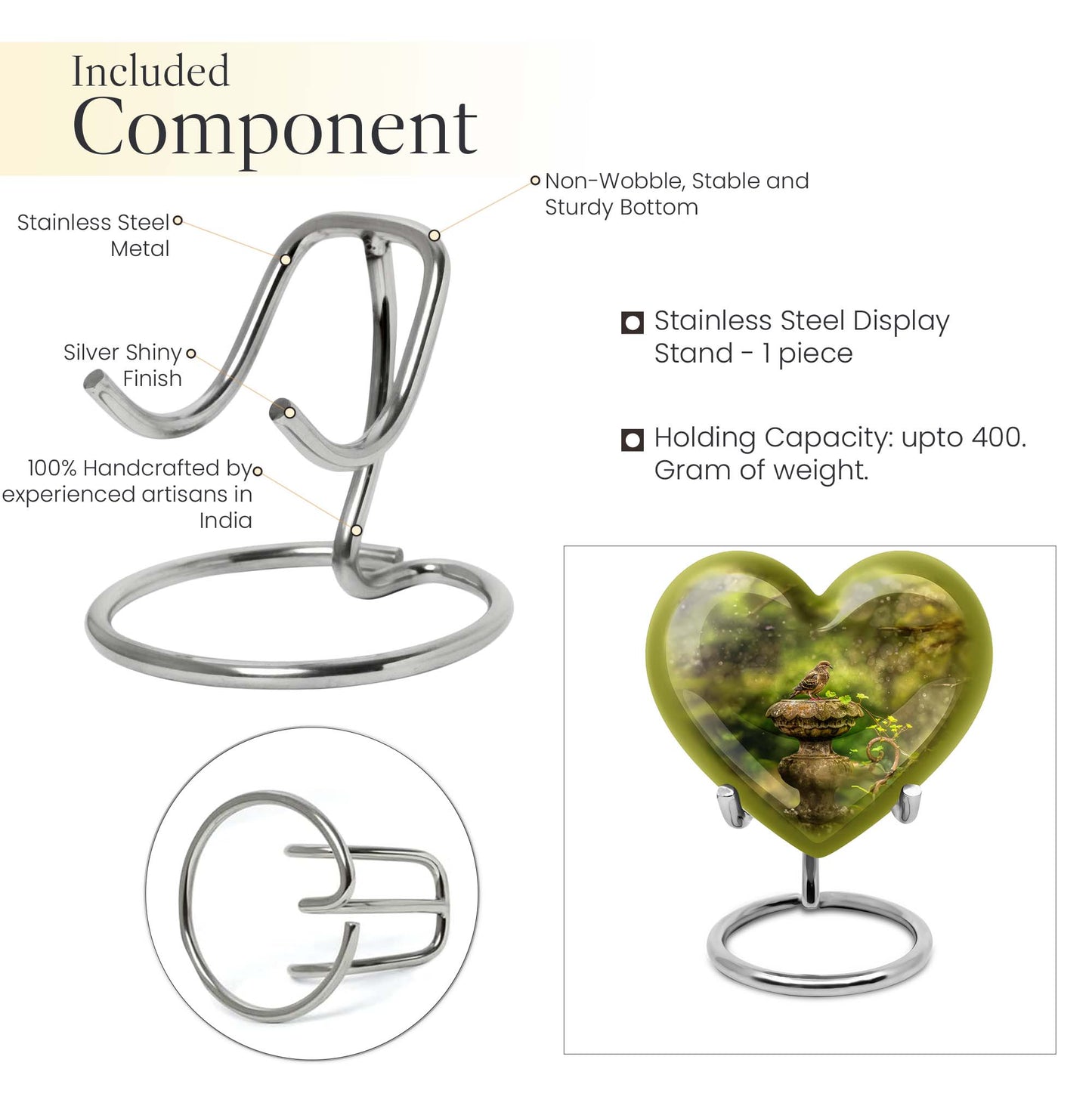 dove Urn in Heart Design