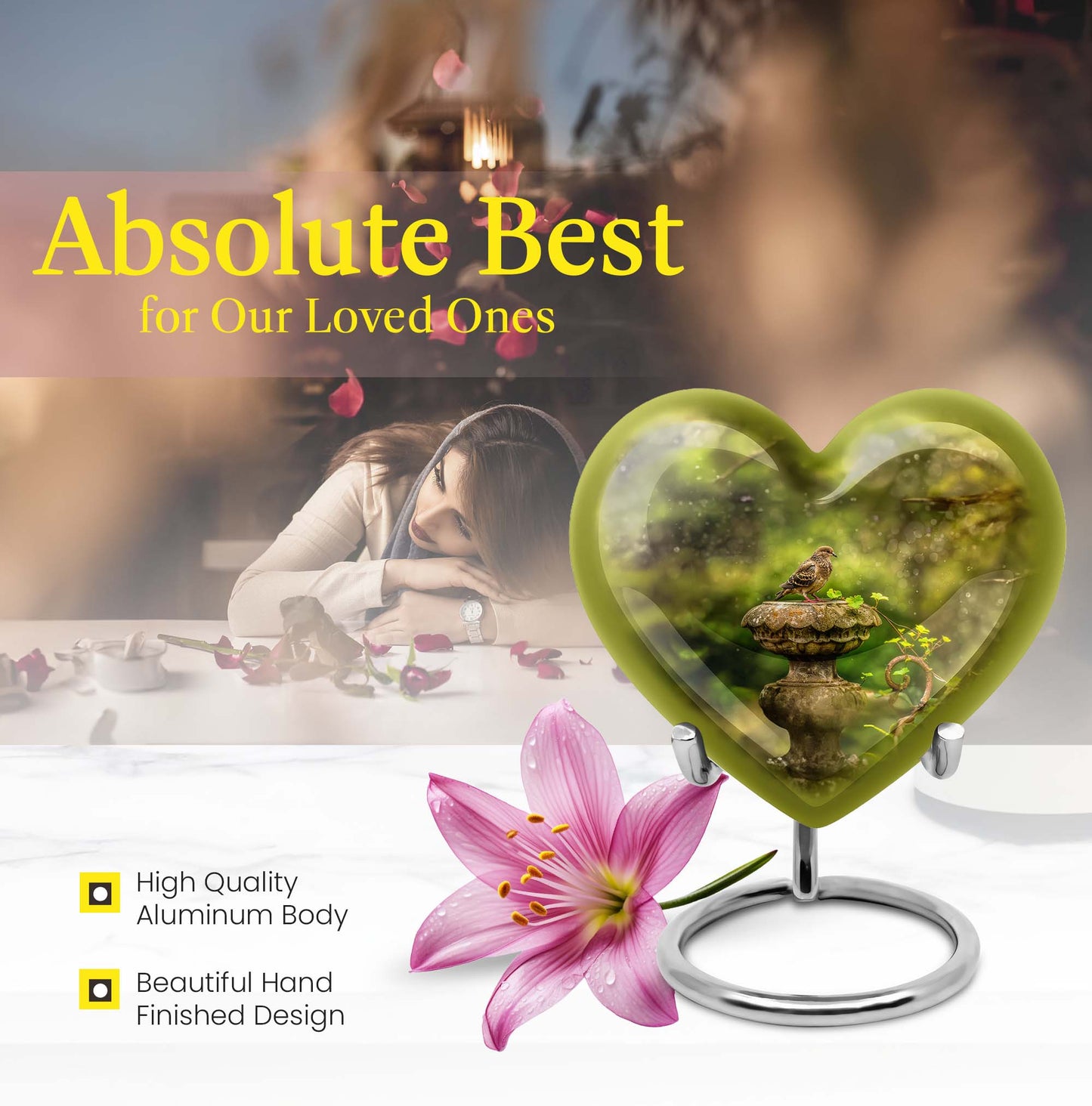 dove Urn in Heart Design