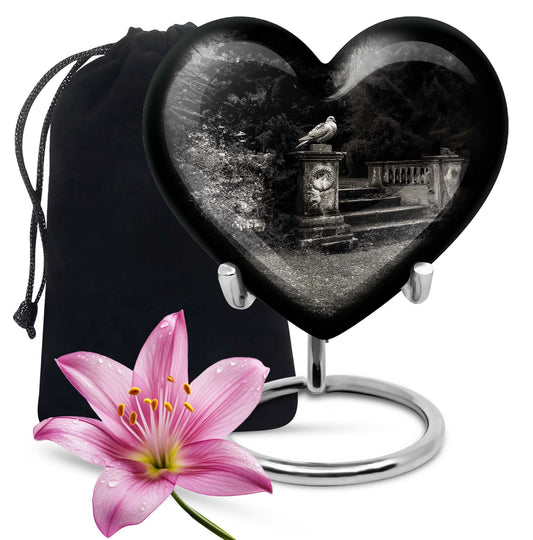 10-inch heart urn, elegant dove urn
