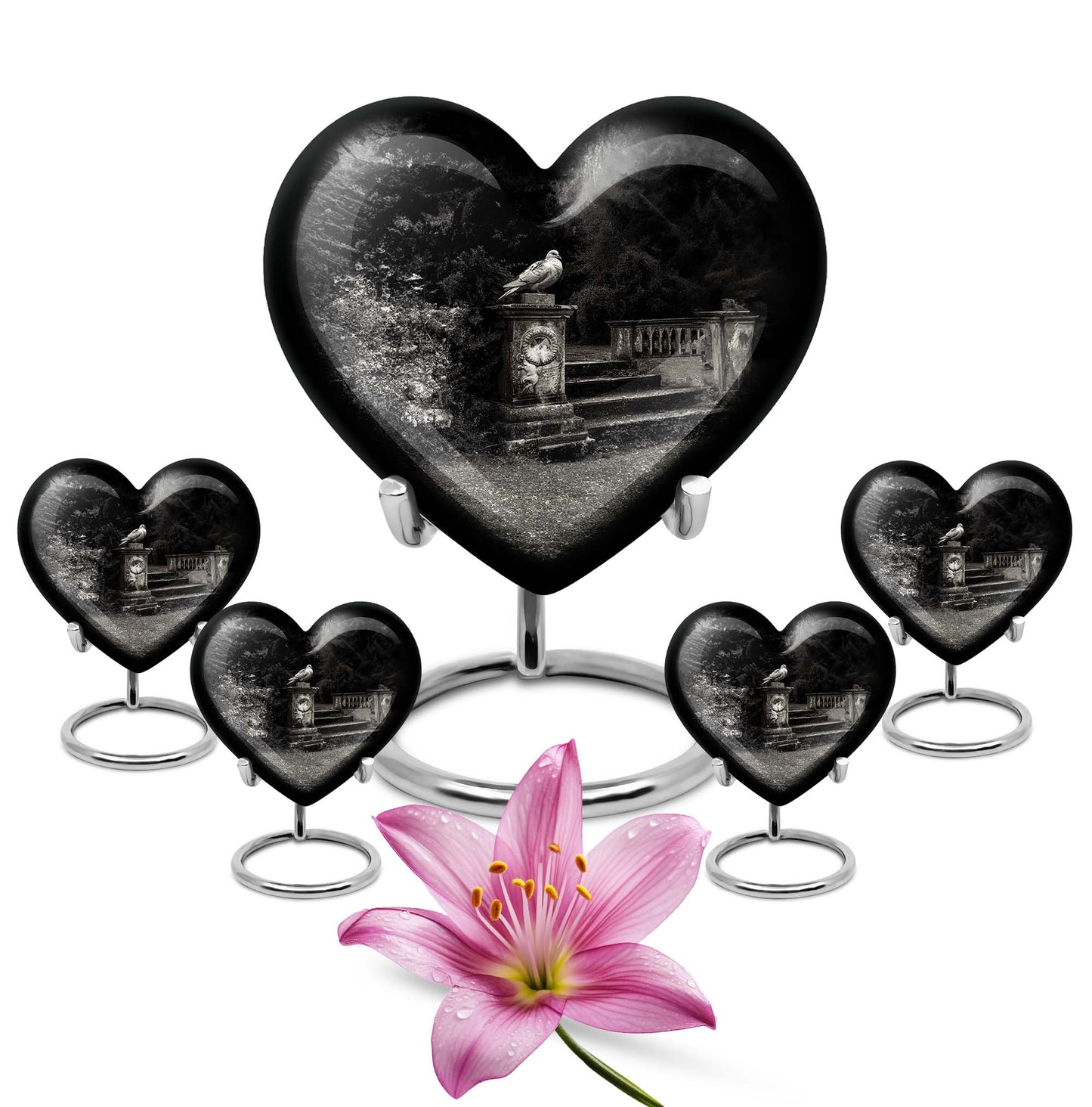 10-inch heart urn, elegant dove urn