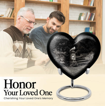 10-inch heart urn, elegant dove urn