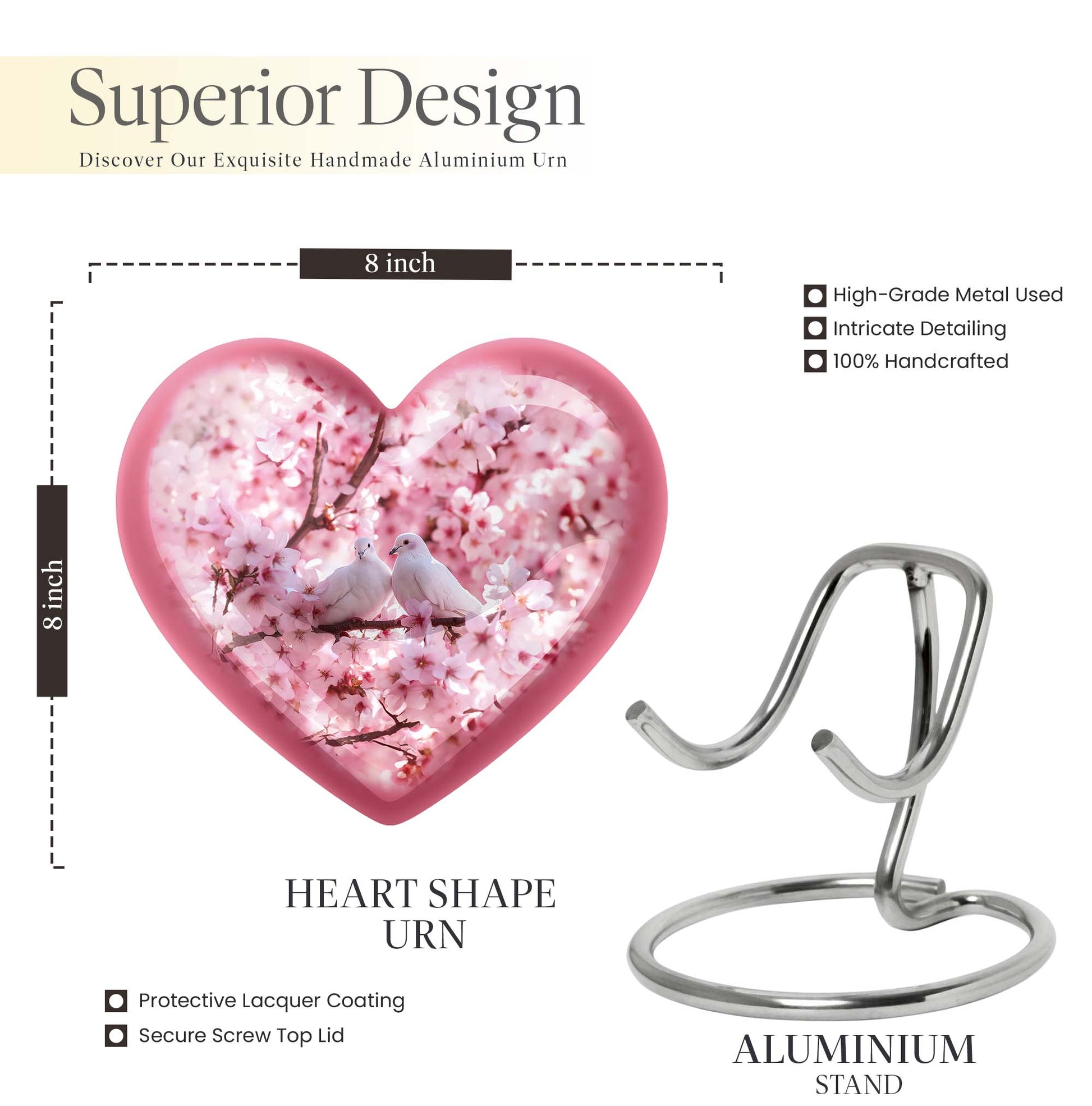 Dove Urn, a heart-designed