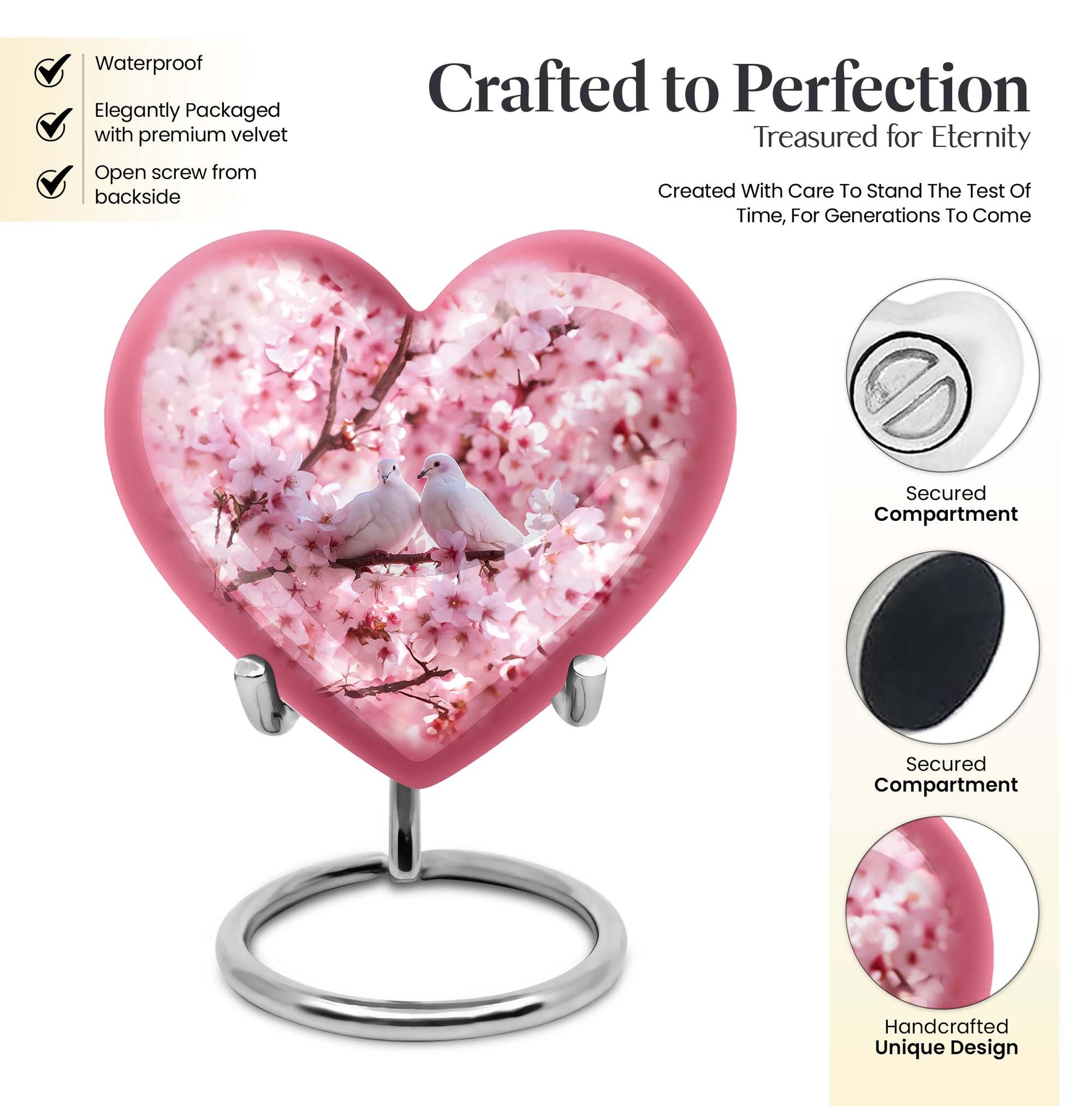 Dove Urn, a heart-designed