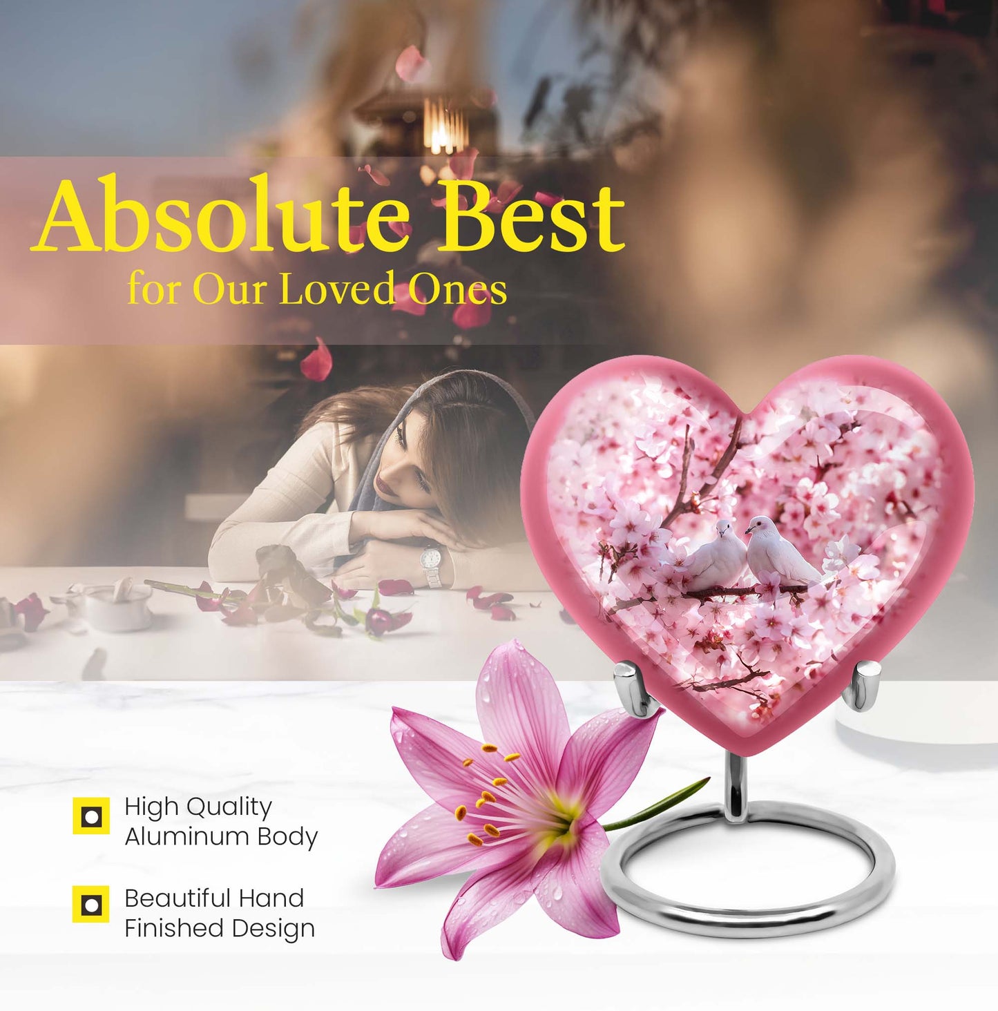 Dove Urn, a heart-designed