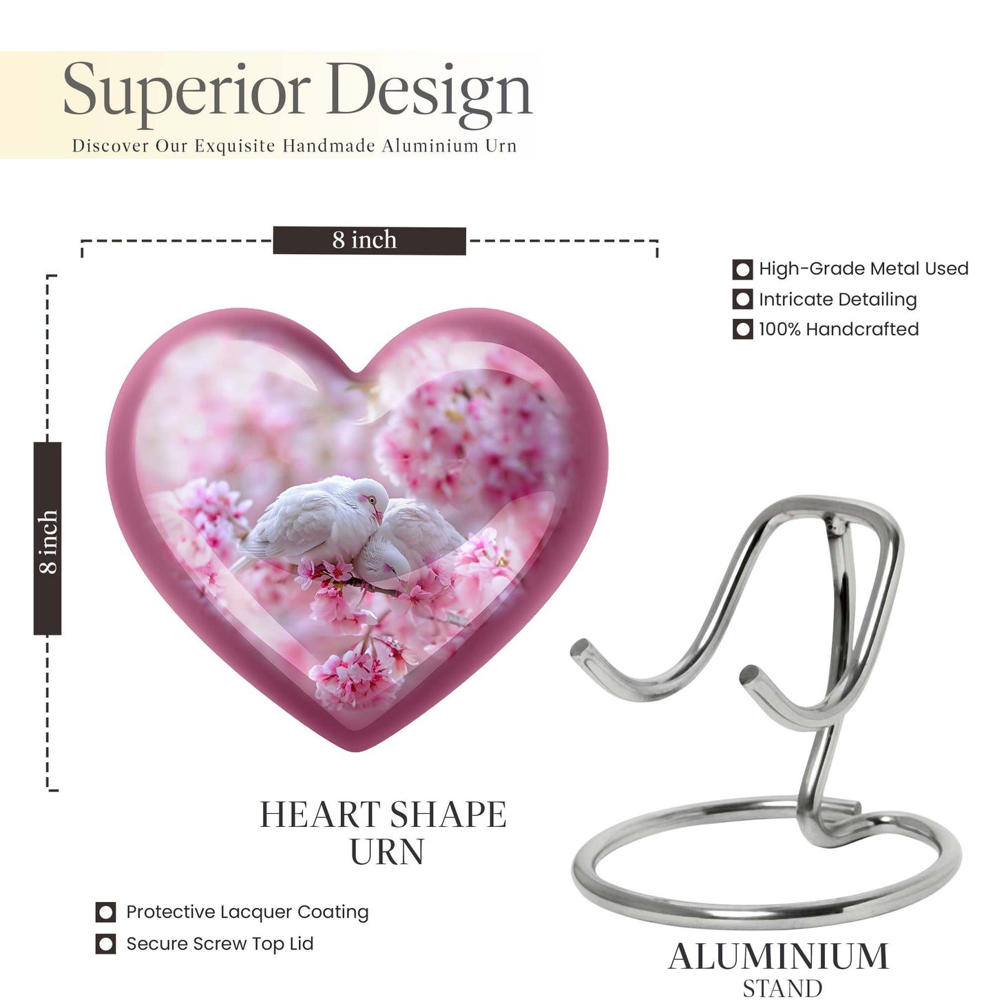 Heart-shaped Dove Urn in Purple Meadow 