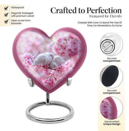 Heart-shaped Dove Urn in Purple Meadow 