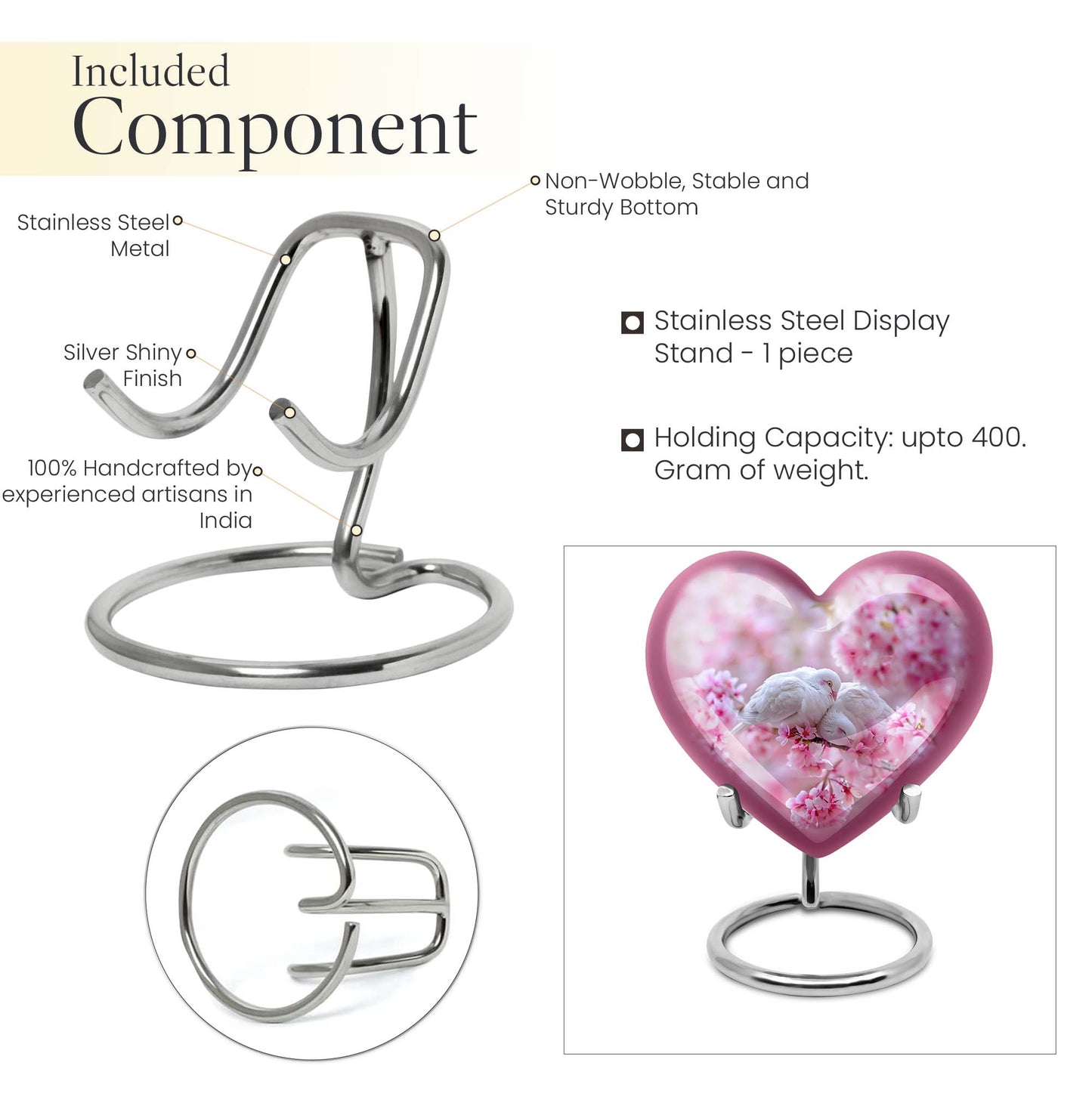 Heart-shaped Dove Urn in Purple Meadow 