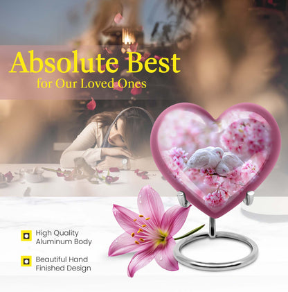 Heart-shaped Dove Urn in Purple Meadow 