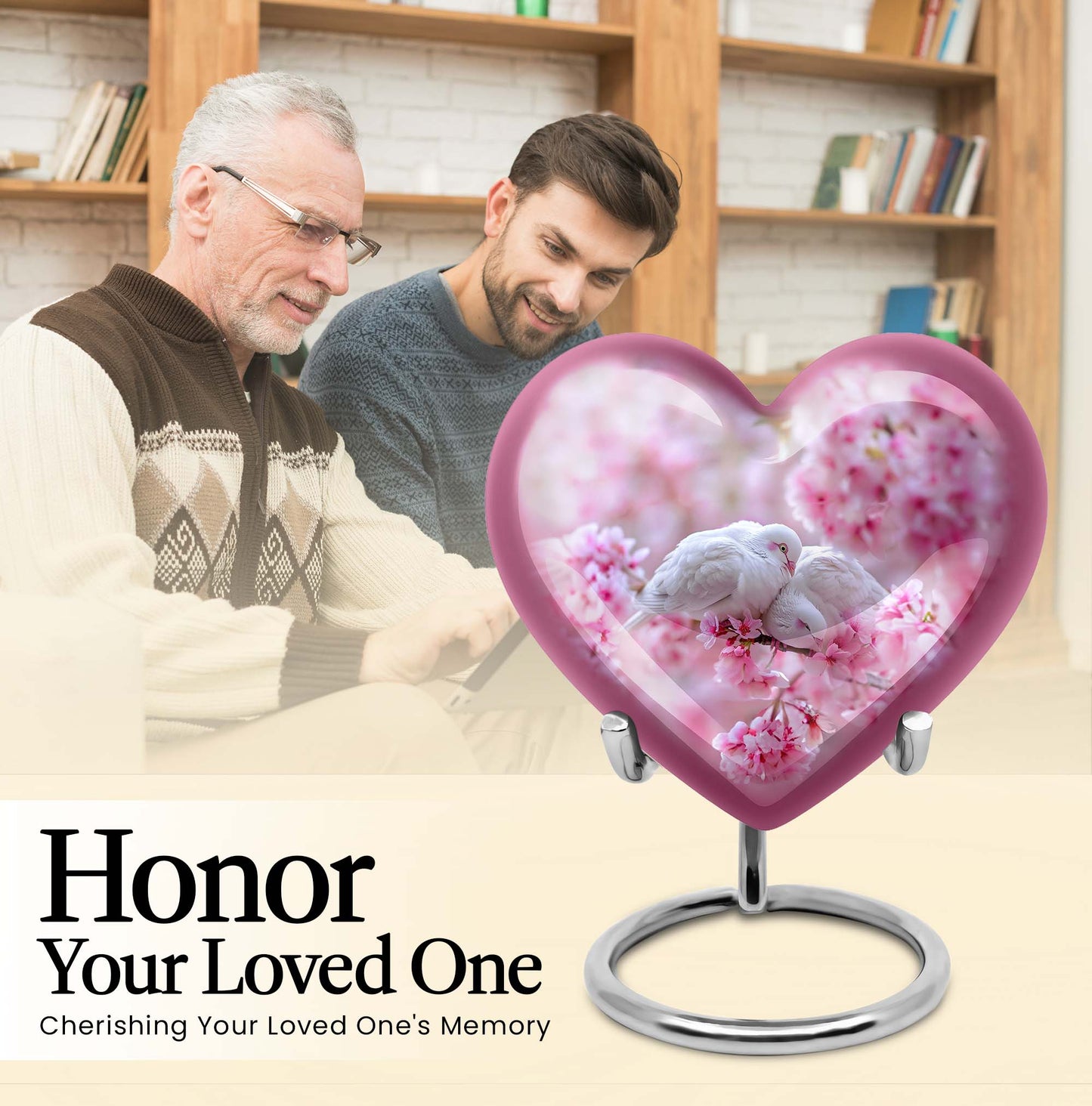Heart-shaped Dove Urn in Purple Meadow 