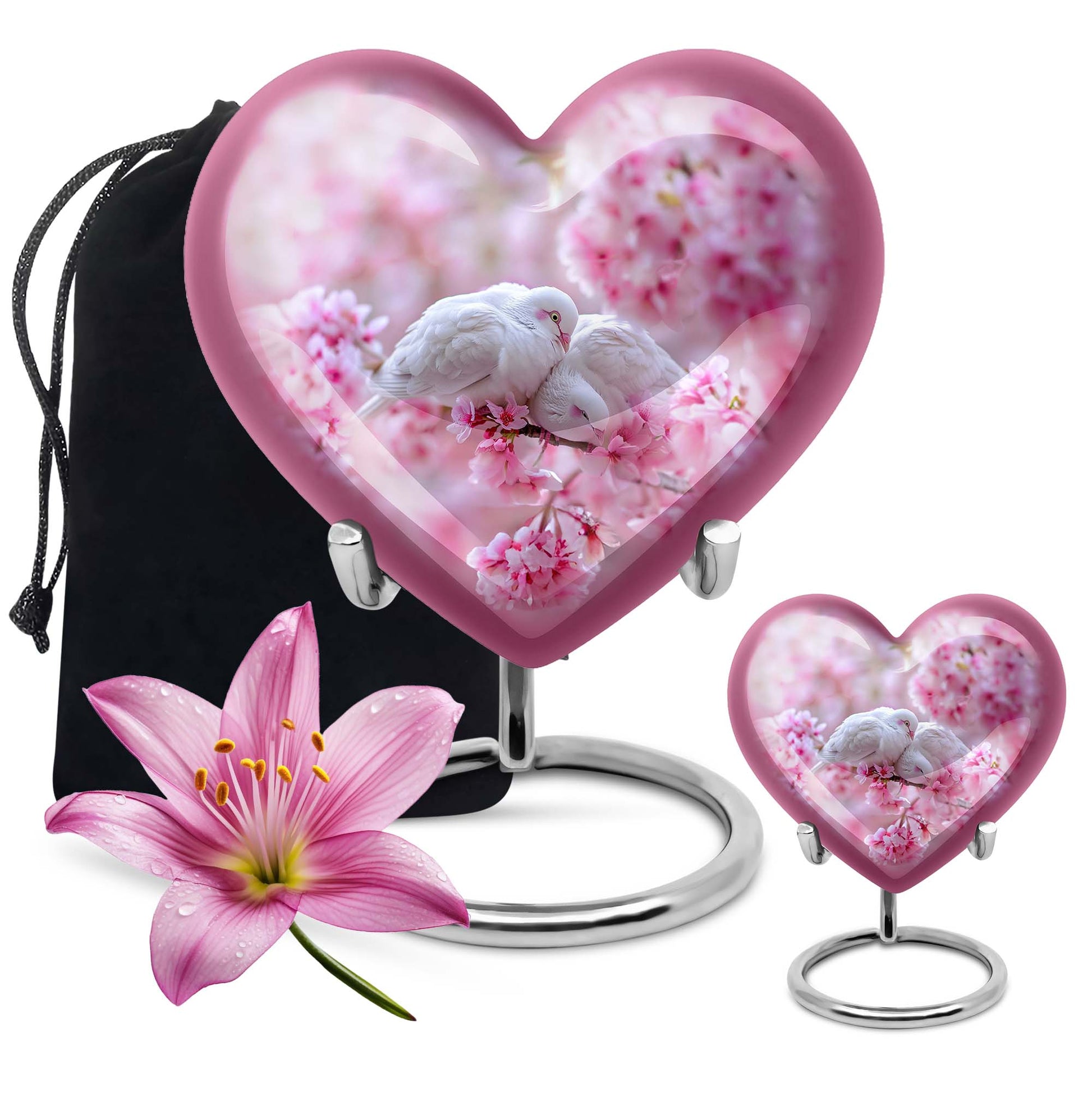 White Couple Dove Burial Urn - Cremation Urn For Loved Ones