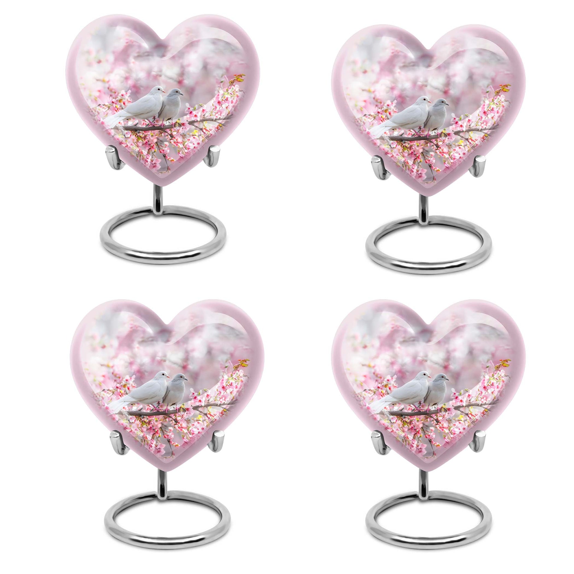 White Couple Dove Pink Urns For Loved Ones - Burial Urns For Couple