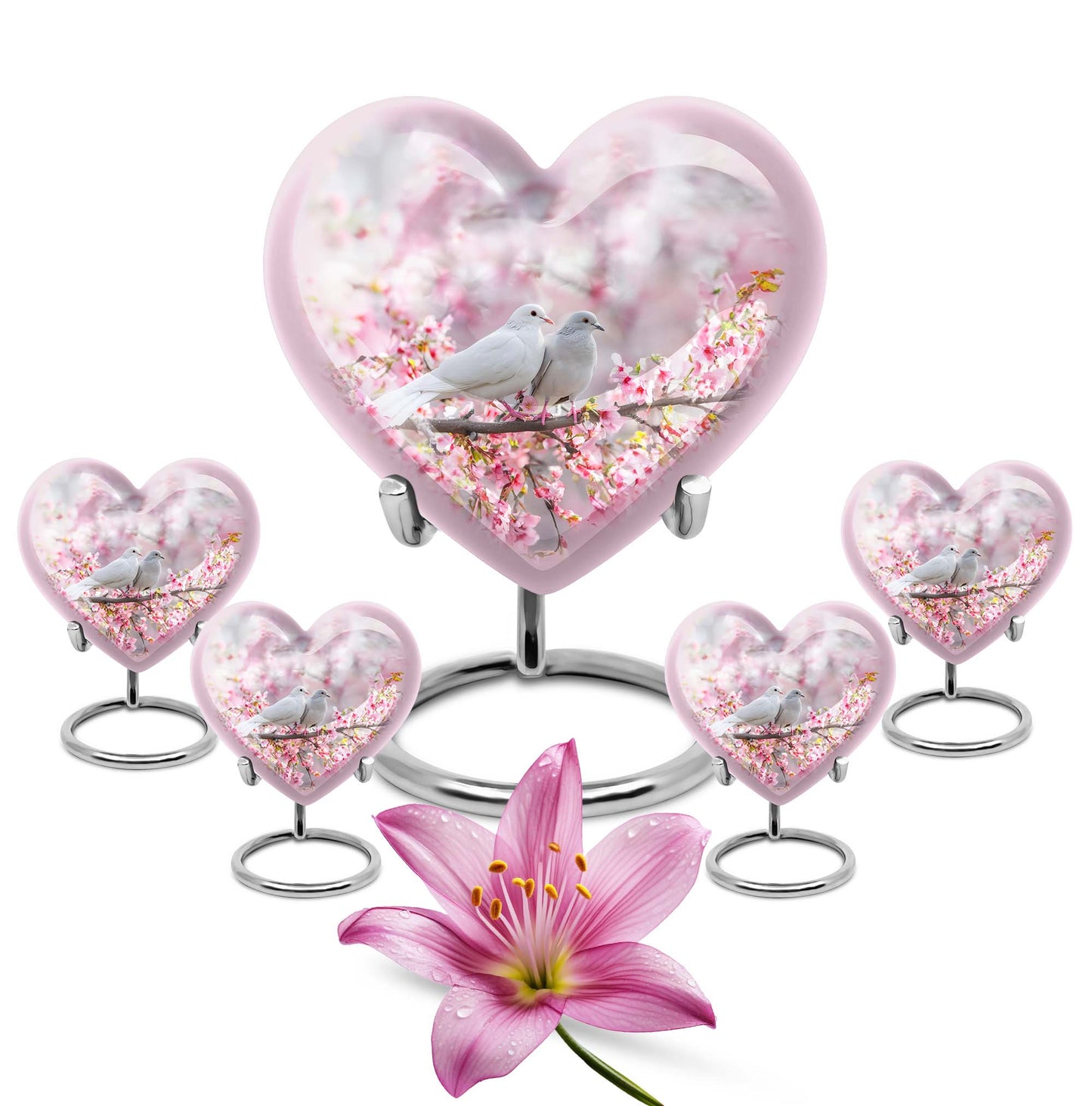heart-shaped dove burial urn