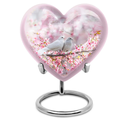heart-shaped dove burial urn