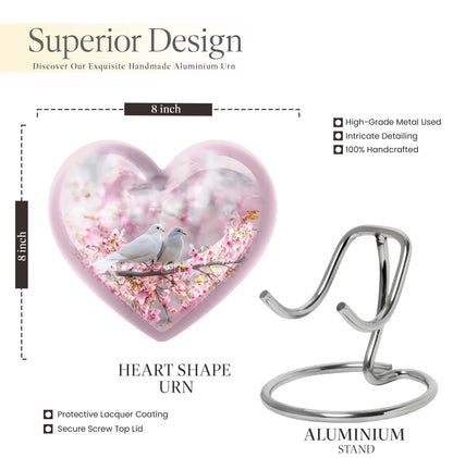 heart-shaped dove burial urn