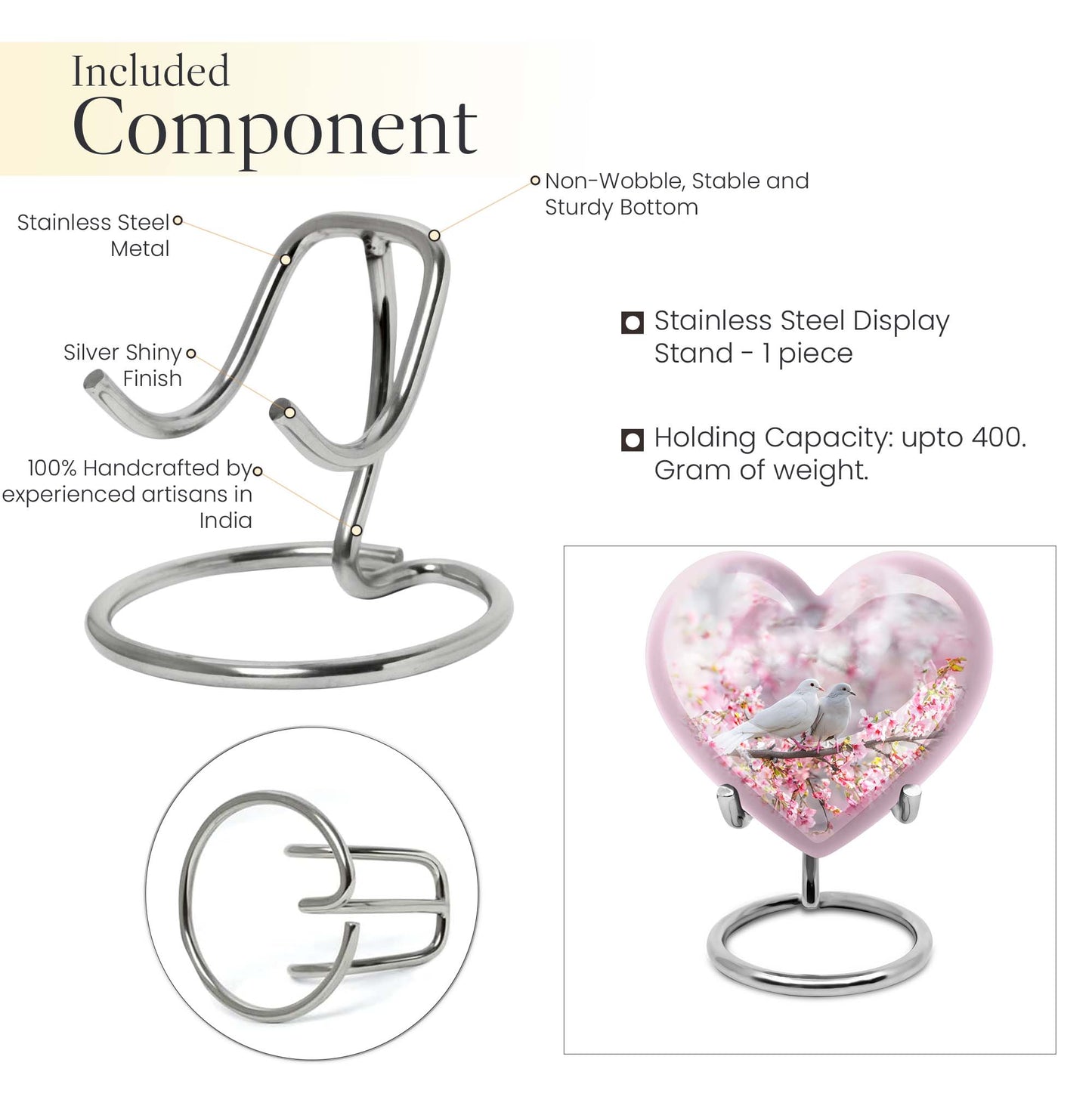 heart-shaped dove burial urn