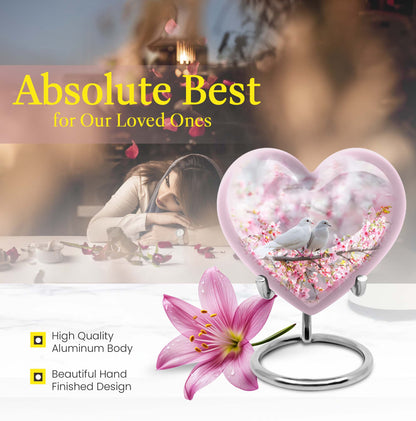 heart-shaped dove burial urn