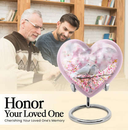 heart-shaped dove burial urn