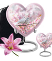 heart-shaped dove burial urn