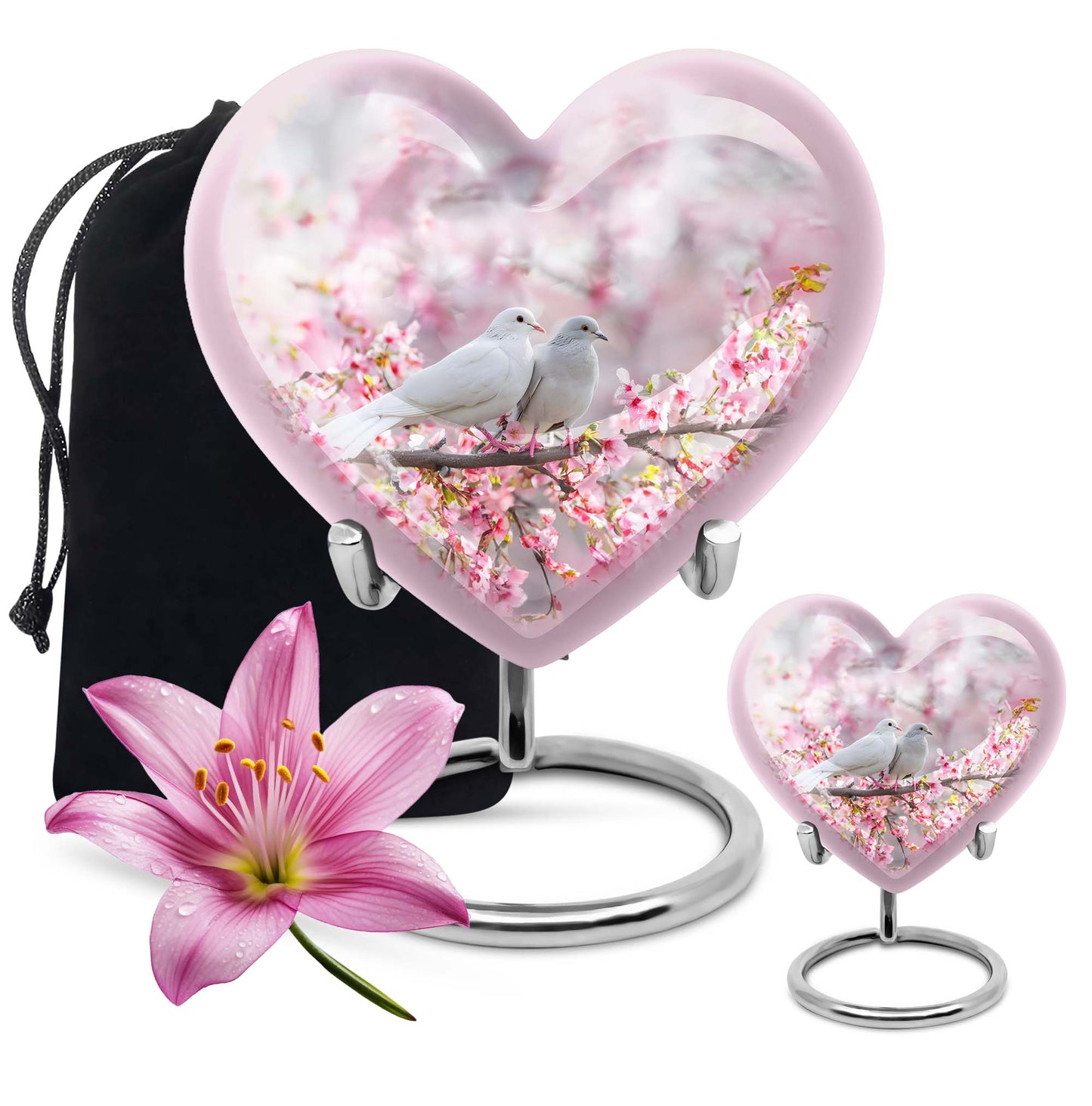 heart-shaped dove burial urn
