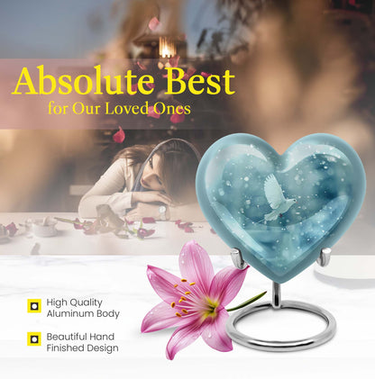 dove-designed heart urn