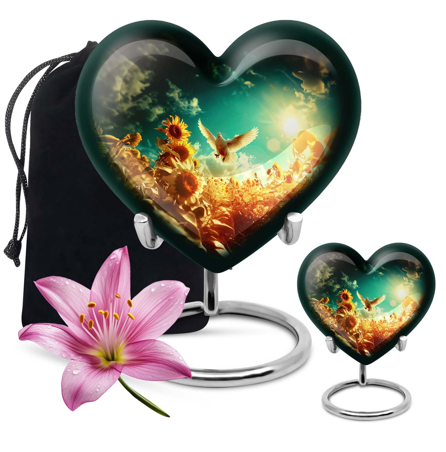 heart-shaped large dove Urn