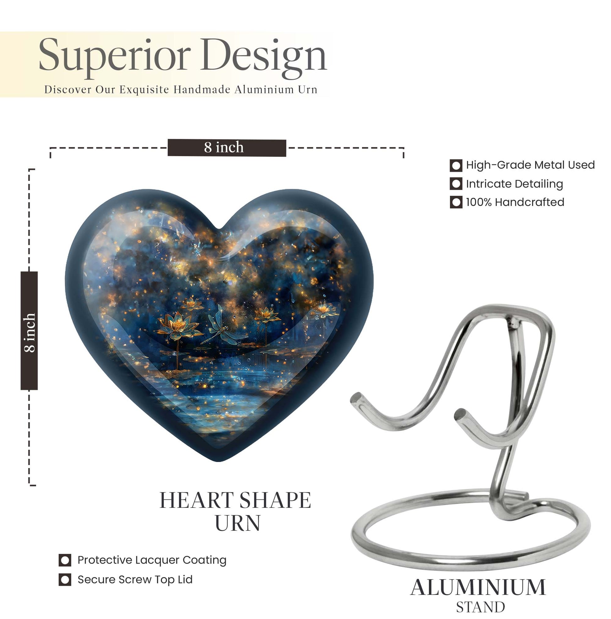 Heart-shaped Dragonfly Urn, purple meadow 