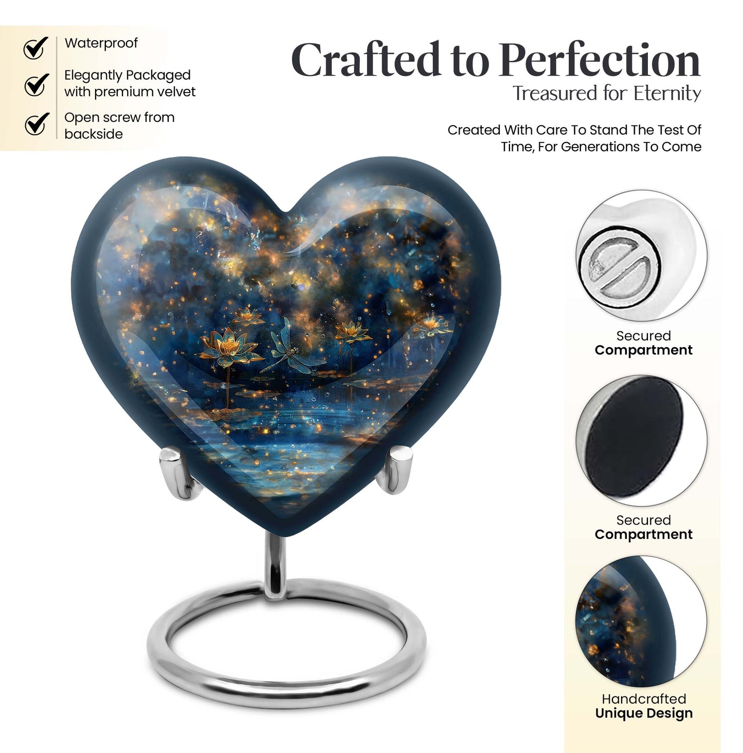 Heart-shaped Dragonfly Urn, purple meadow 