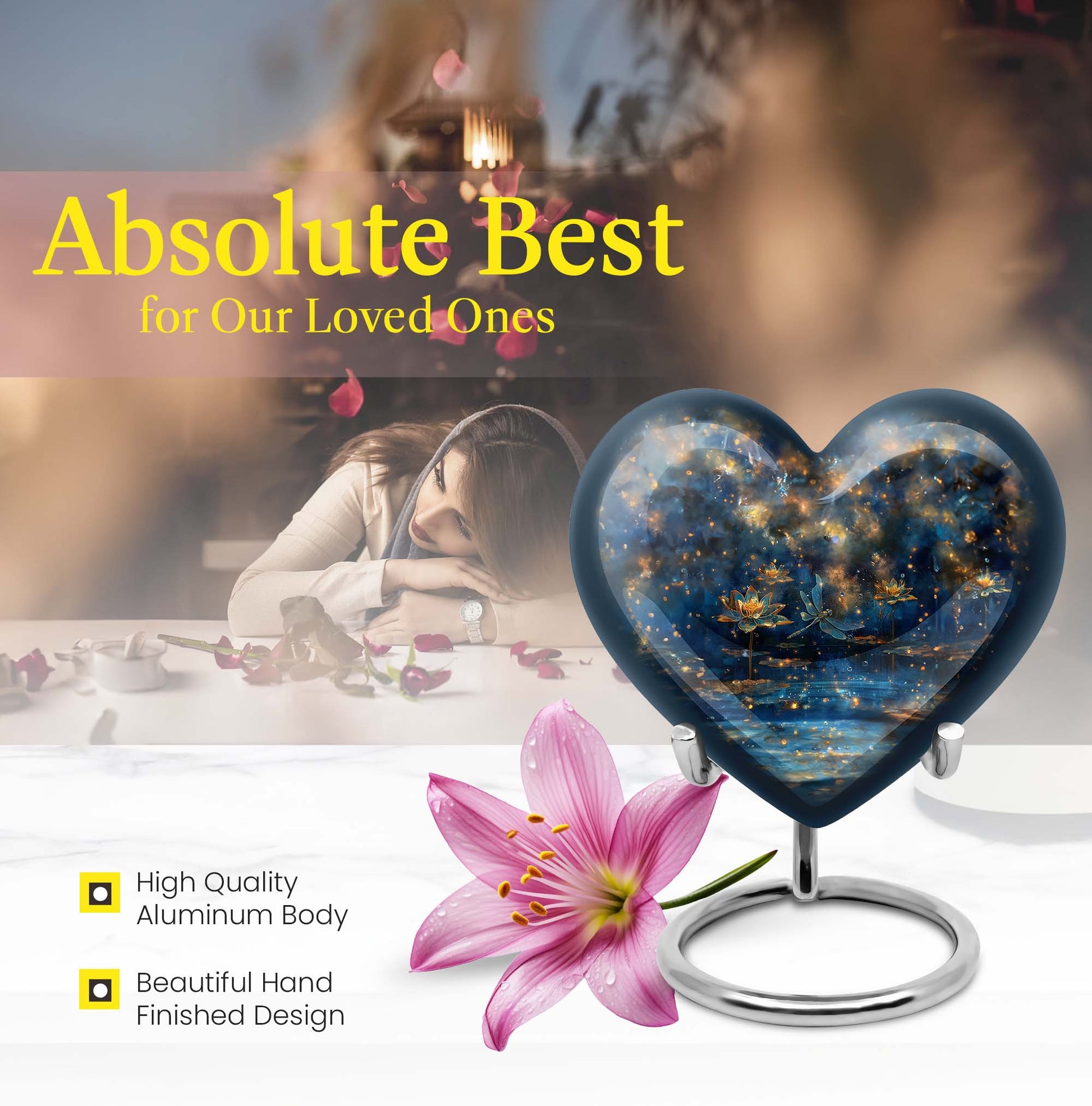 Heart-shaped Dragonfly Urn, purple meadow 