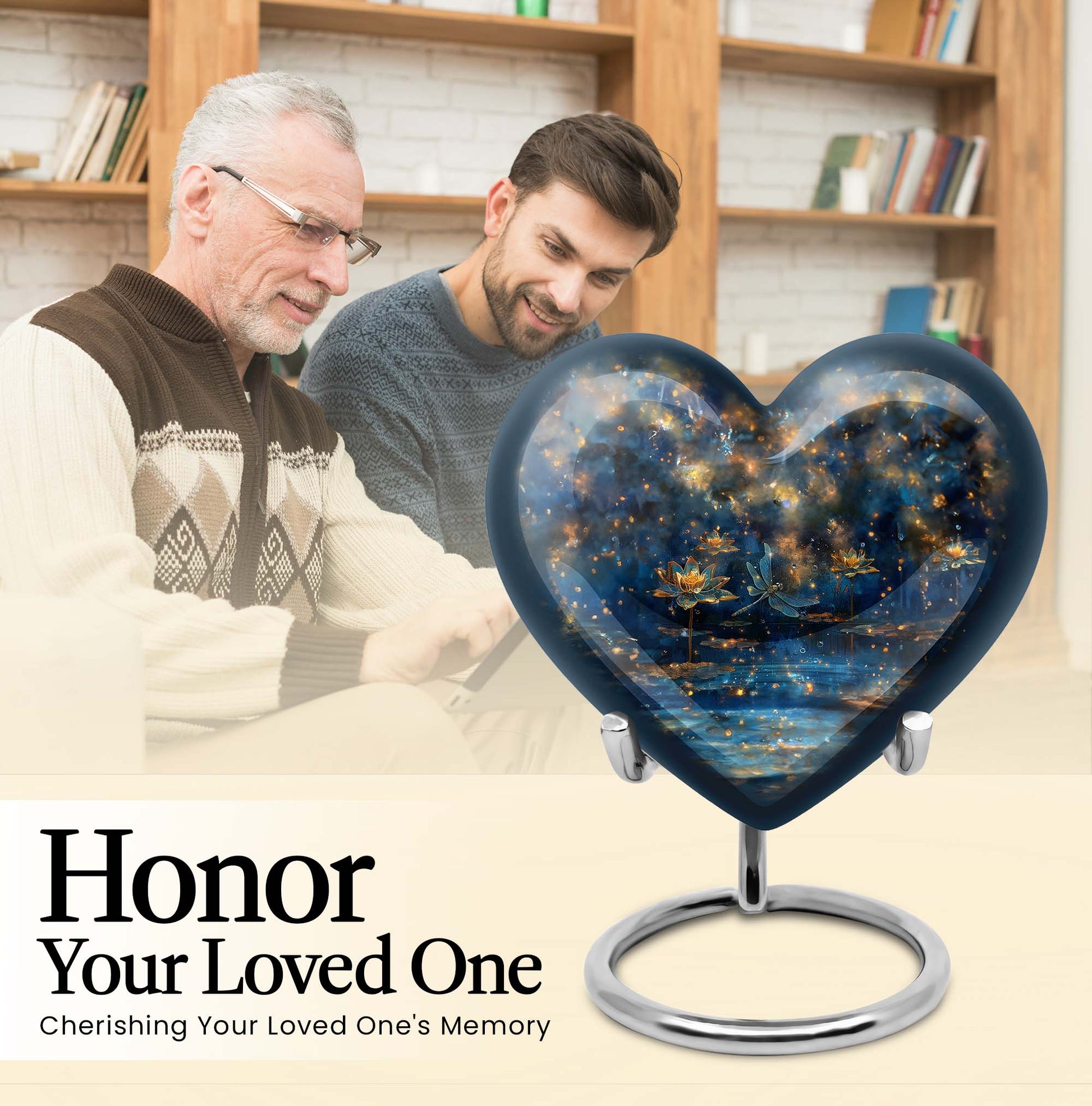 Heart-shaped Dragonfly Urn, purple meadow 