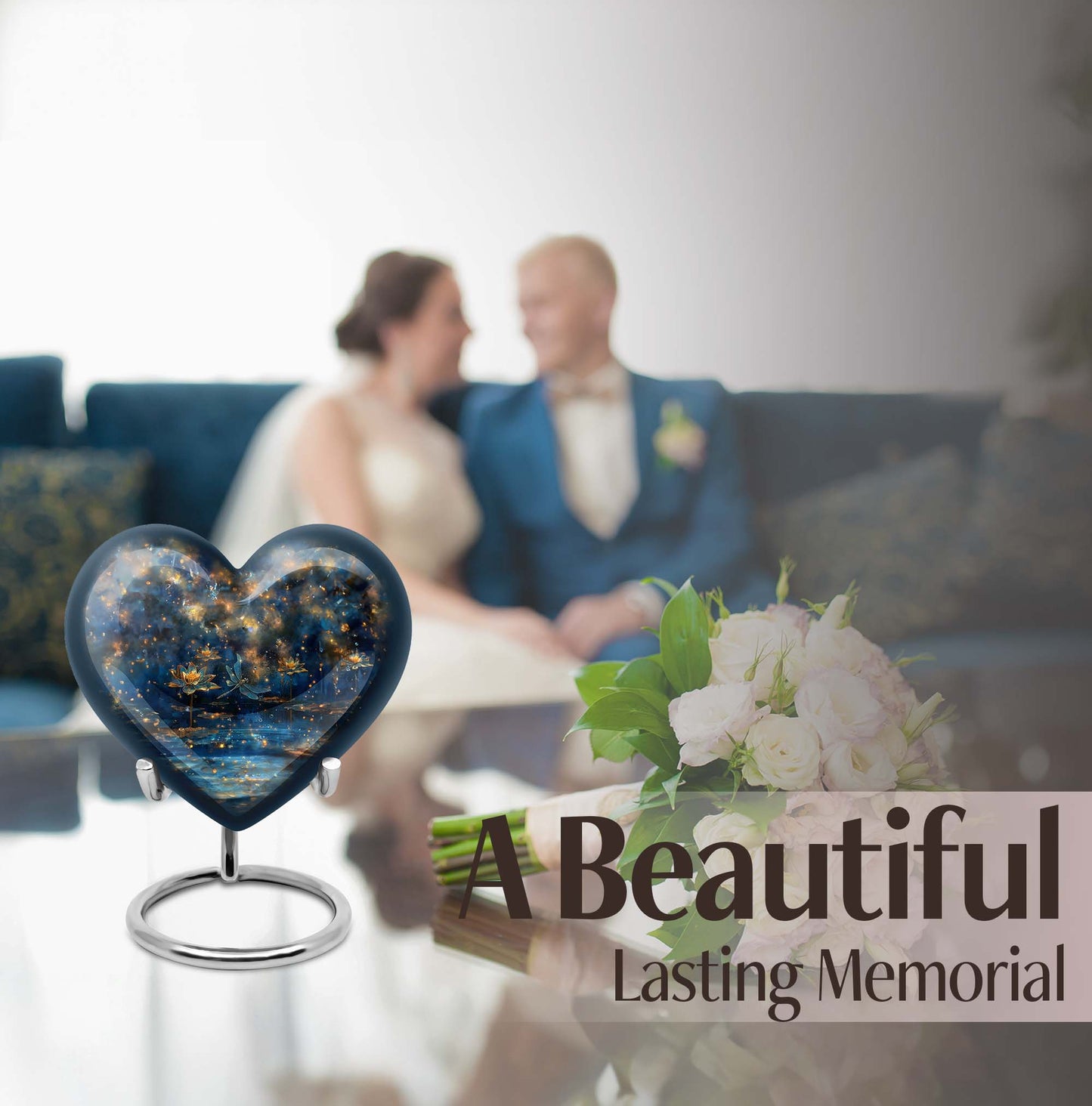 Heart-shaped Dragonfly Urn, purple meadow 