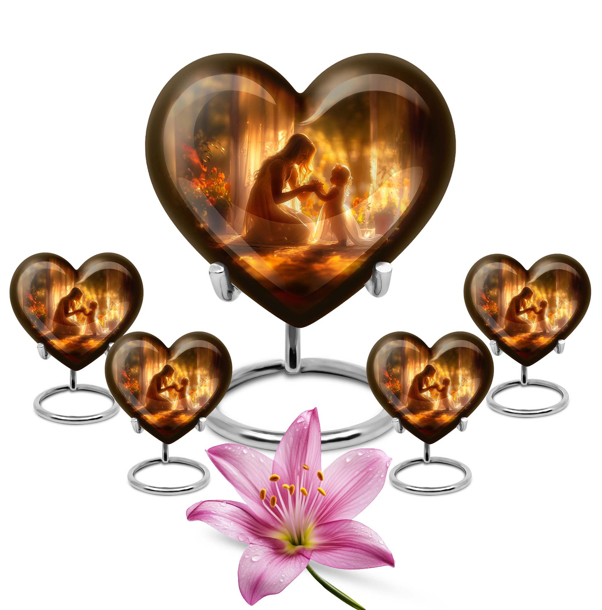 10-inch purple meadow themed heart design mother urn, large funeral cremation urn for women with custom engraving