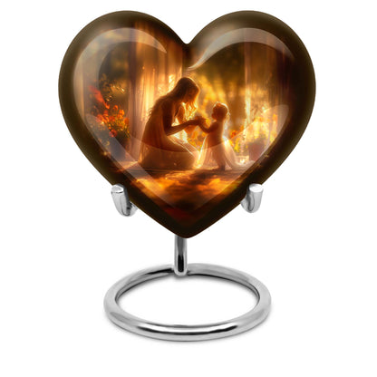 10-inch purple meadow themed heart design mother urn, large funeral cremation urn for women with custom engraving