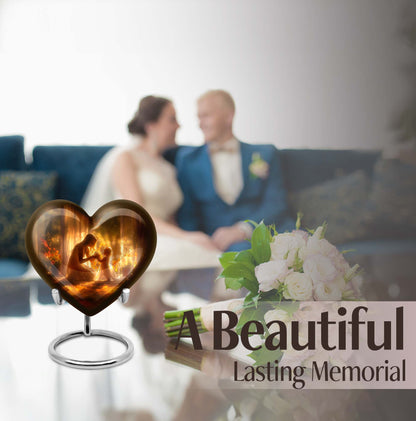 10-inch purple meadow themed heart design mother urn, large funeral cremation urn for women with custom engraving