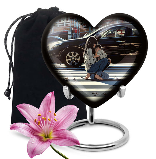 large purple meadow heart urn