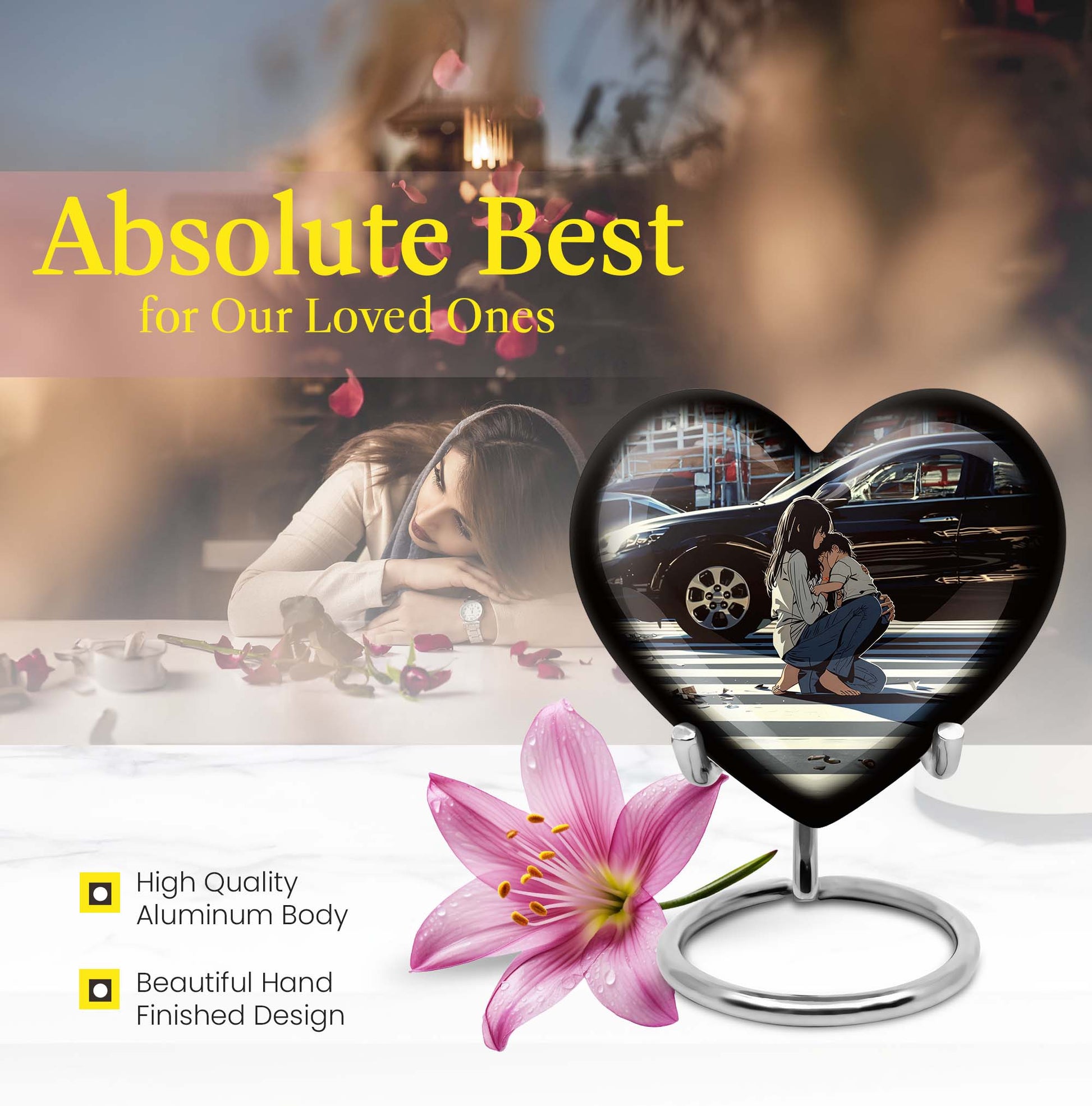 large purple meadow heart urn