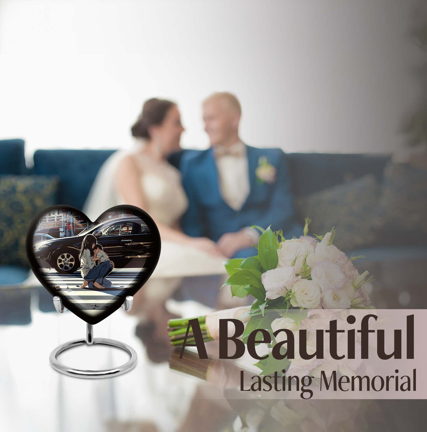 large purple meadow heart urn