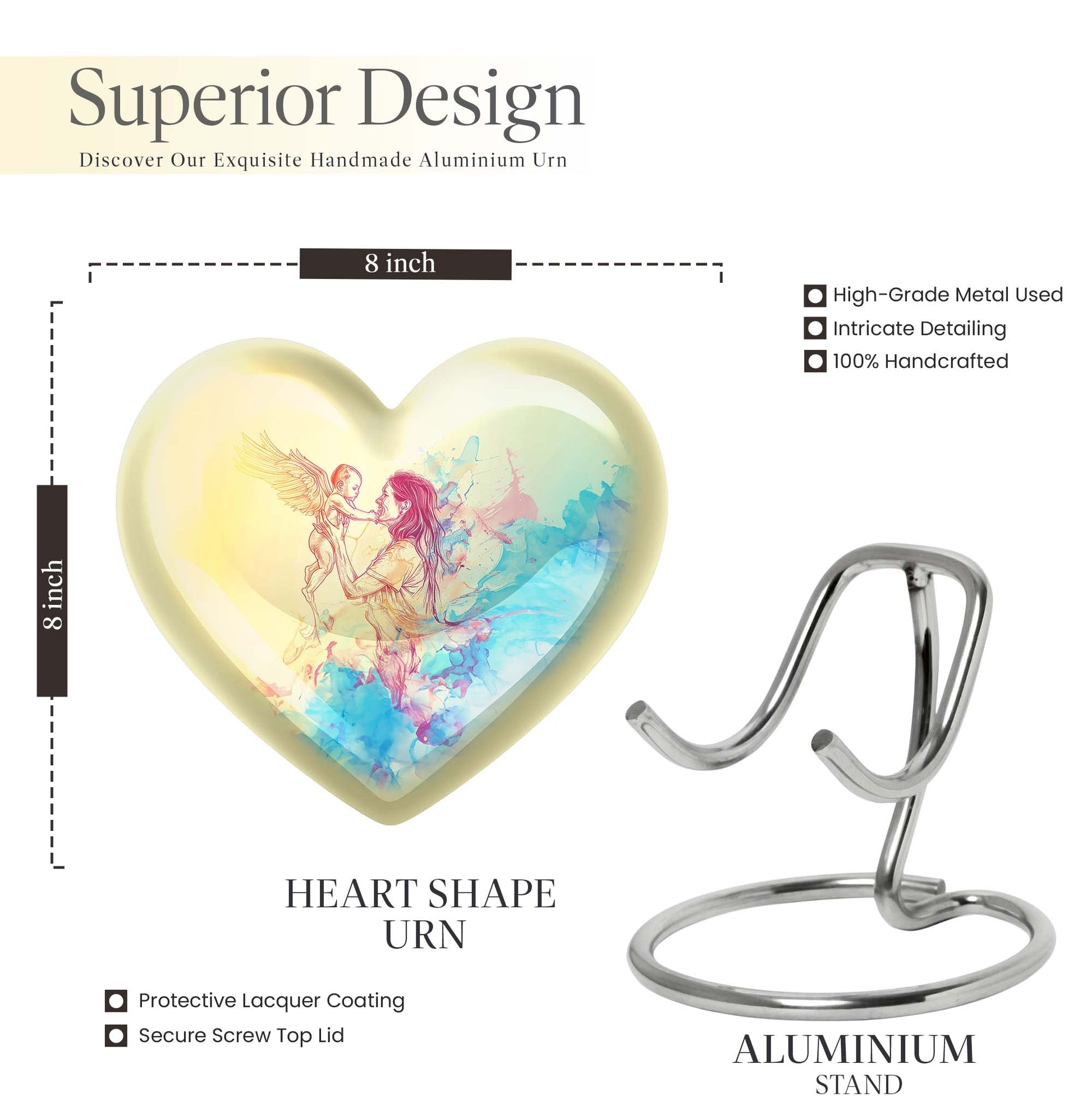 heart-shaped mother urn for human ashes
