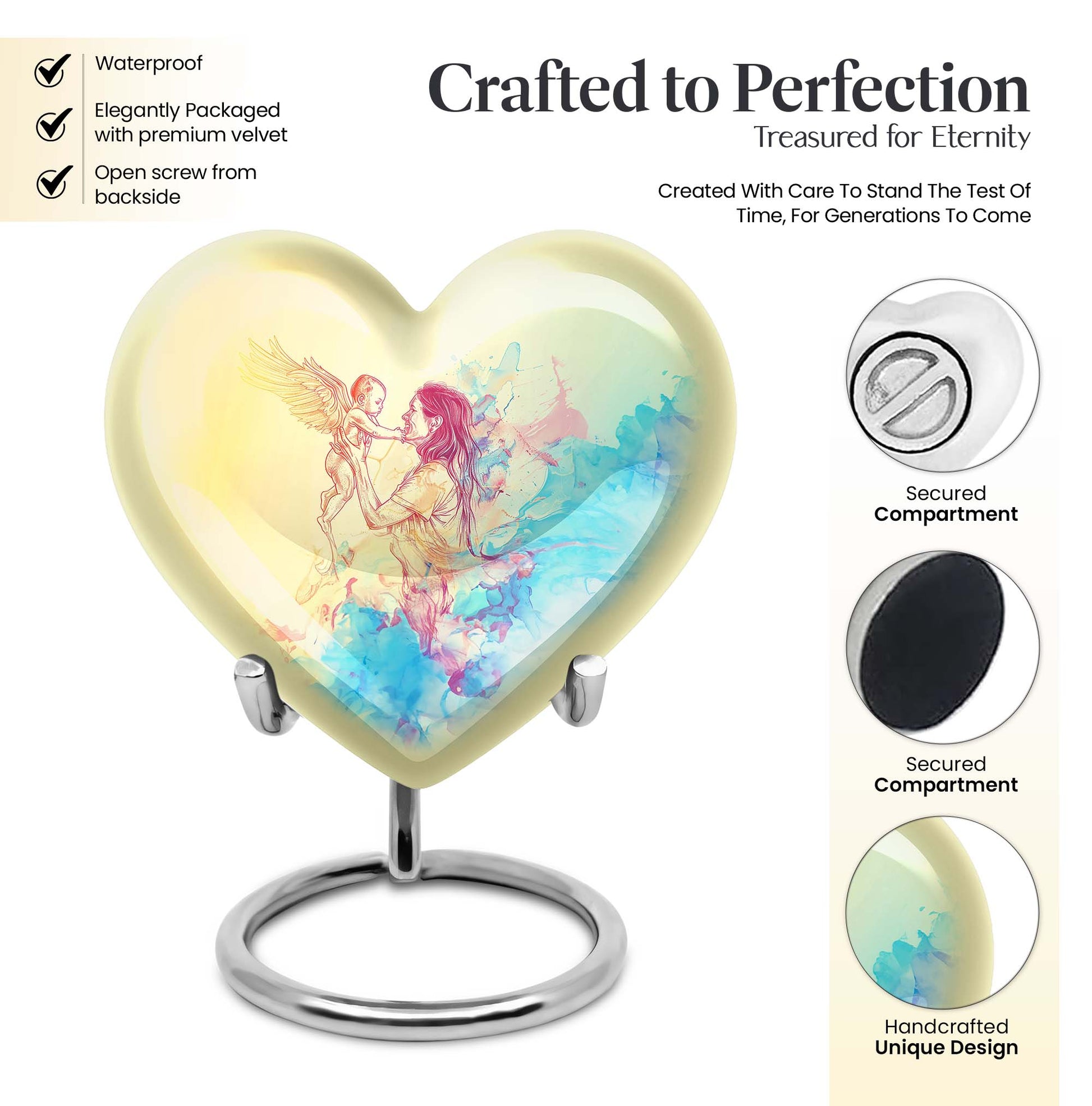 heart-shaped mother urn for human ashes