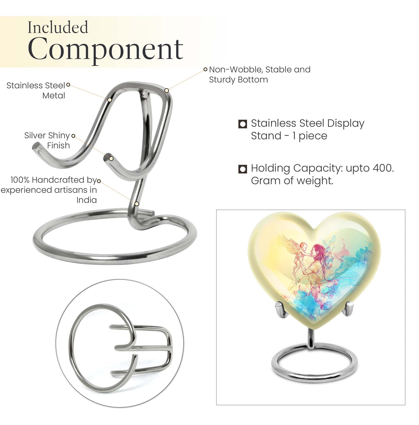 heart-shaped mother urn for human ashes