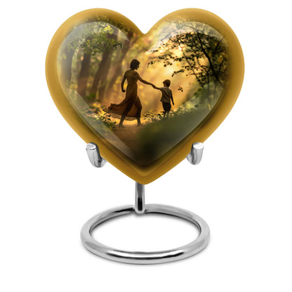 purple meadow themed heart-shaped mother urn