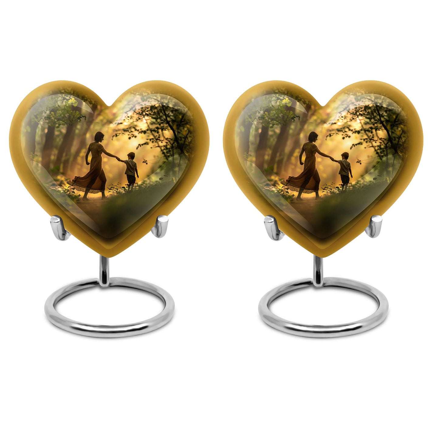 purple meadow themed heart-shaped mother urn