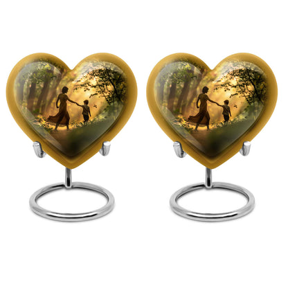 purple meadow themed heart-shaped mother urn